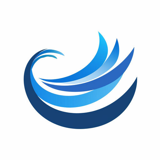 Water logo in blue and white on minimalist background