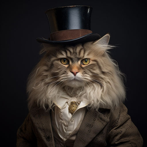 A siberian cat dressed as a man