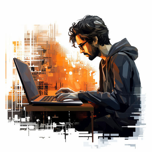 Coding clipart in the style of Chiaroscuro Art, on a white background
