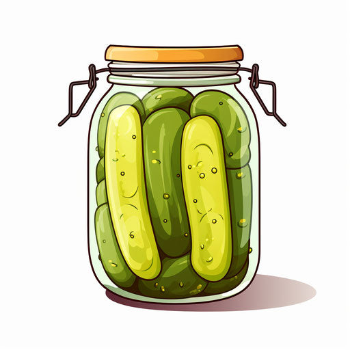 Minimalist-style illustration of pickles on a white background