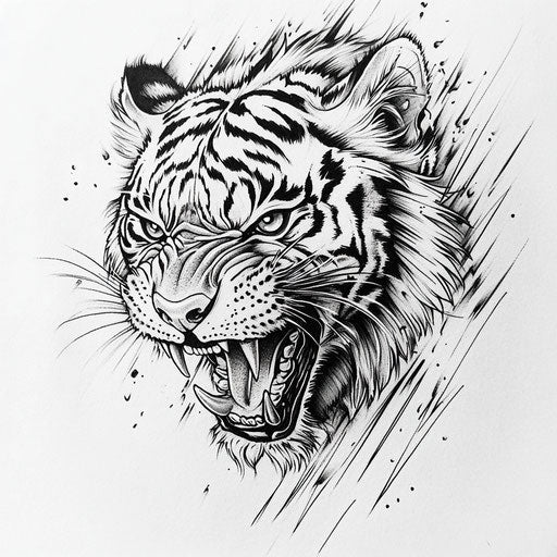 Cool forearm tattoo sketch of roaring tiger