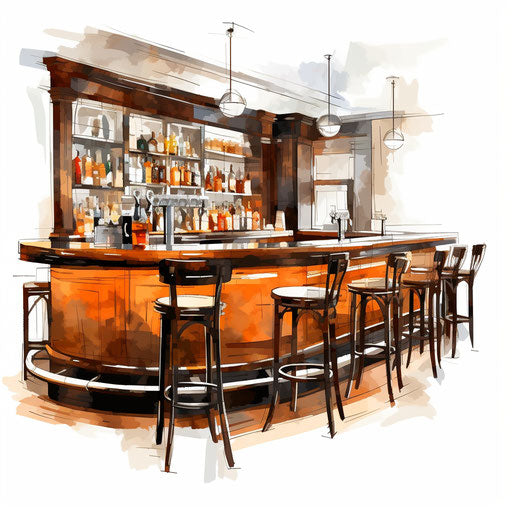 Bar clipart in the style of Chiaroscuro Art, on white background