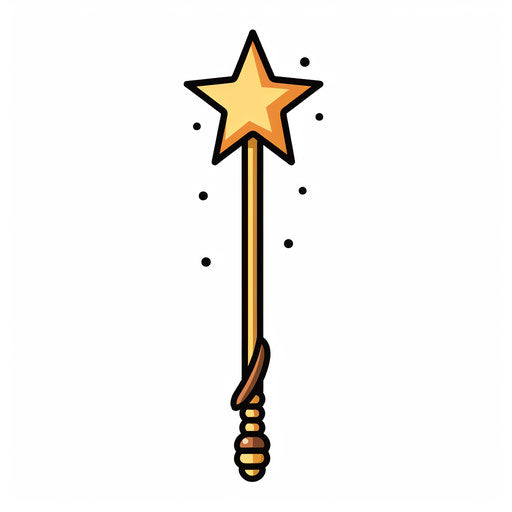 Magic wand in Minimalist style, on white background