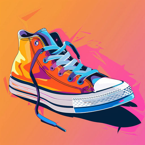 Shoes illustration with random colorful background