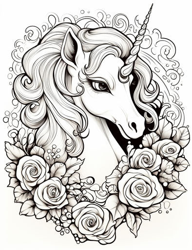 Pretty little unicorn coloring pages, captivating style, cartoonish 24:31