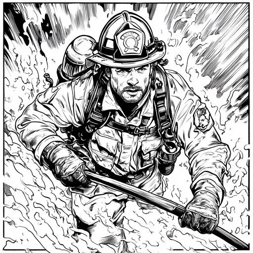 Firefighter in action, intense and dramatic