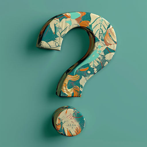 Realistic question clipart with flat teal background