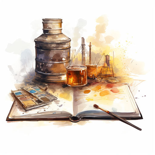 Journal clipart in the style of Oil painting, on a white background