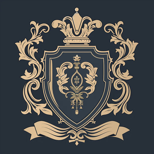 Emblem of tradition and reliability with shield and open banner