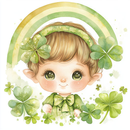 Cute chibi style baby for St. Patrick's Day