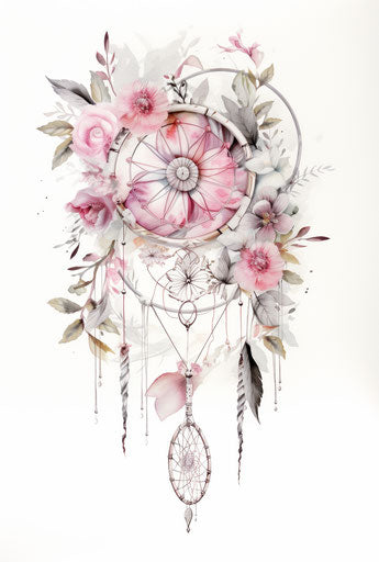 Dream catcher with flowers and arrows, unexpected fabric combinations