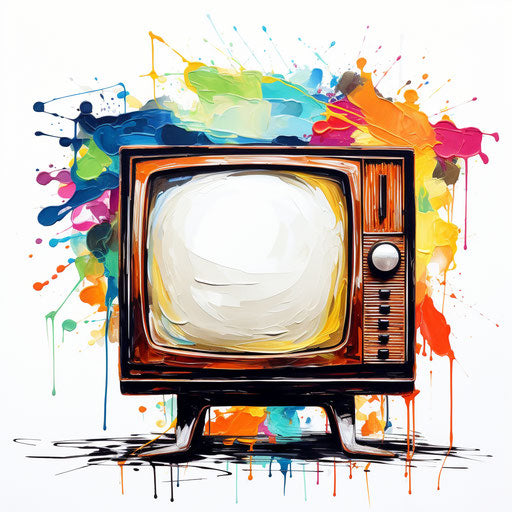 TV clip in the style of oil painting on white background