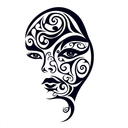 Vibrant Maori Face Tattoo Tattoo Flash Set