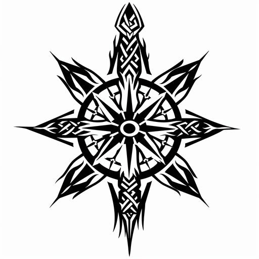 Traditional compass tribal tattoo design