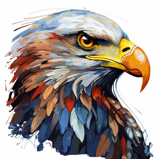 Bald eagle clipart in the style of Oil painting
