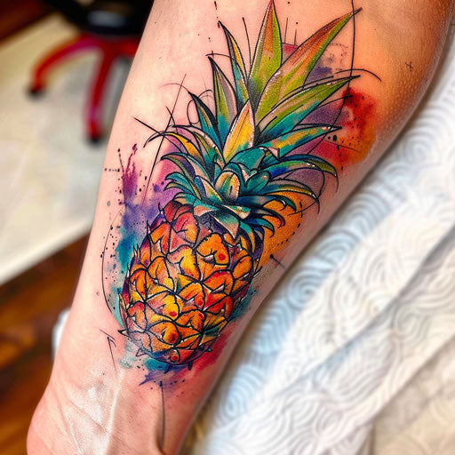Bold funky graffiti-style pineapple tattoo