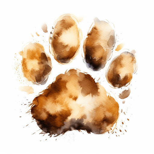 Dog paw print, oil painting style