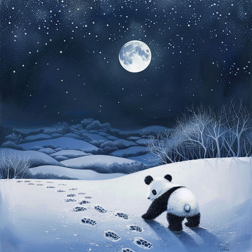 Enchanting moonlit night with solitary giant panda
