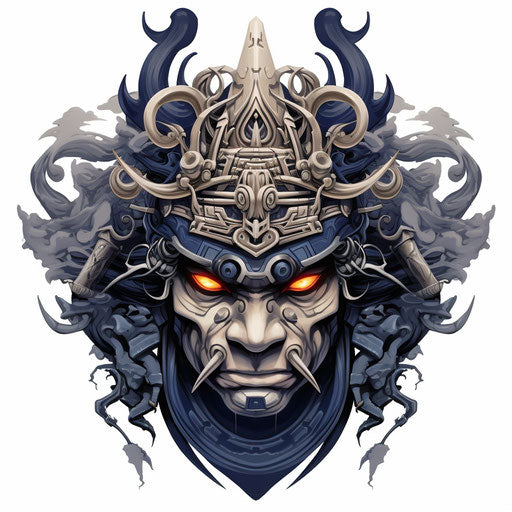 Samurai helmet with intricate design and carving