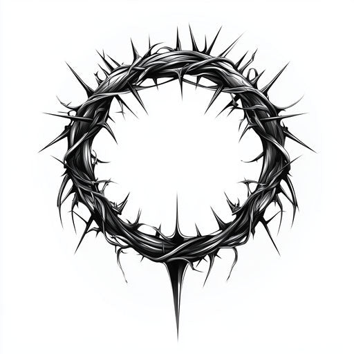 Sketch of religious tattoo for men with crown of thorns
