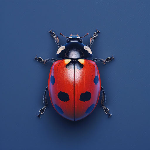 Realistic ladybug clipart on indigo background
