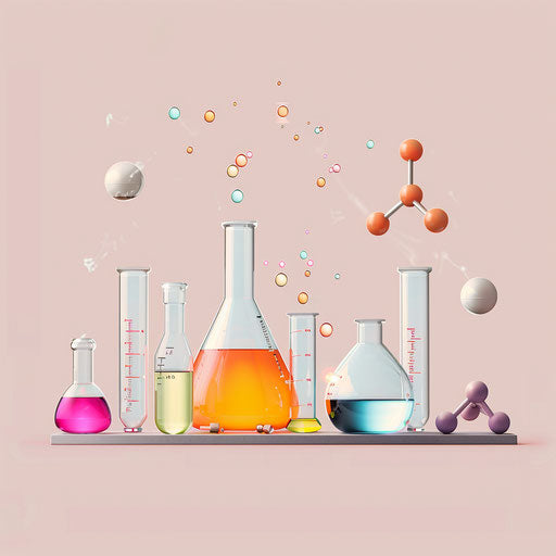 Chemistry clipart with flat random background in photo realistic style