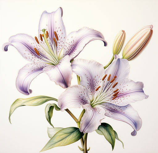 A flower with a pair of lilies and a stem