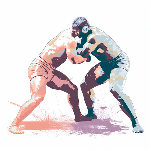 Wrestling clip art in the style of Pastel Colors Art, on a white background
