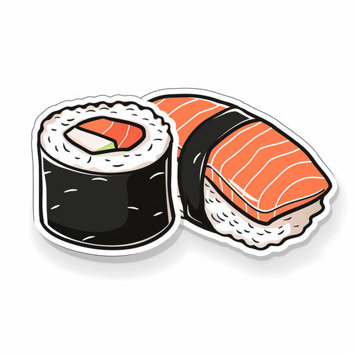Two simple sushi on white background - sticker effect
