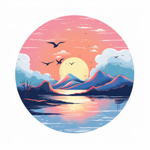 Sunrise clipart in the style of Pastel Colors Art