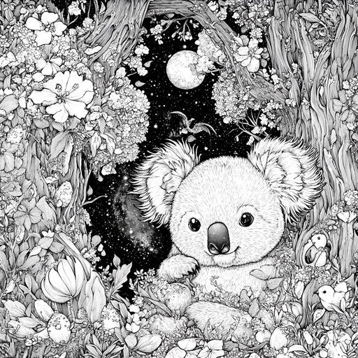 Koala in a fantastical forest with magical elements