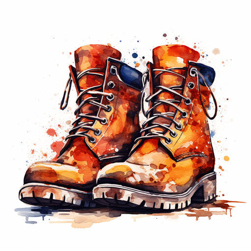 Boots clipart in the style of Oil painting, on a white background