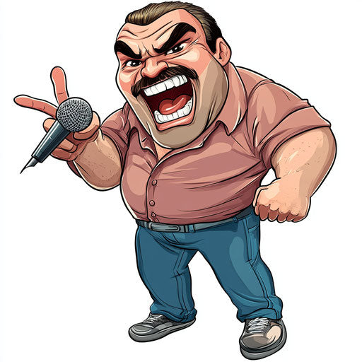 Humorous caricature of a karaoke clipart with human characteristics