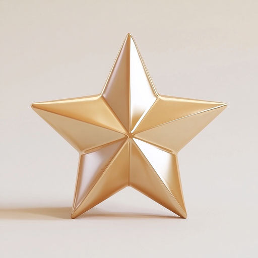 3D gold star on flat white background realistic