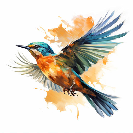 Flying bird in Oil painting style