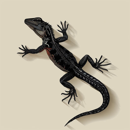 Hyperrealistic clipart style flat tattoo sketch of a lizard with detailed scales and shadows