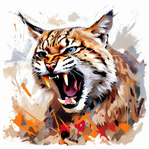Wildcat illustration in the style of Impressionistic Art, on white background