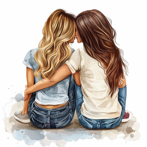 Realistic style clipart of close friends on white background