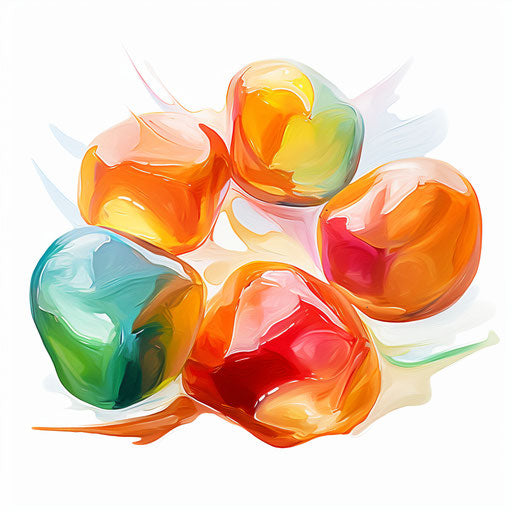 Chewing gum illustration in the style of Impressionistic Art, on white background