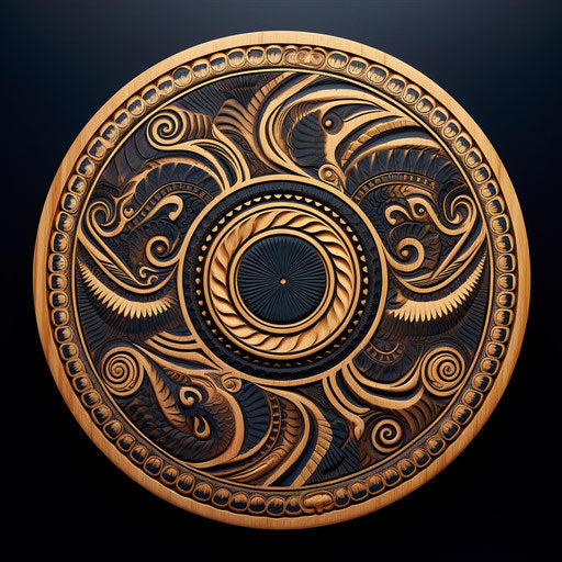 Tribal motifs in circular shape: detailed Maori art