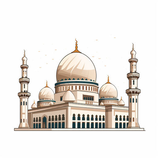 Mosque clipart in the style of Chiaroscuro Art, on white background