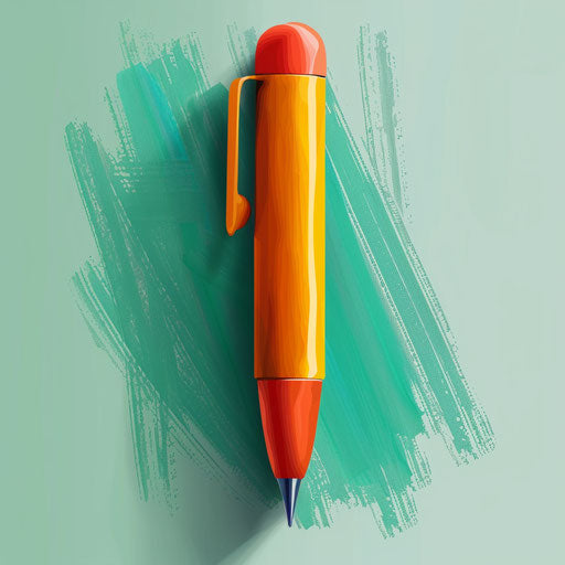 Marker clipart in photo realistic style with a flat random background, minimalist design and subtle shading