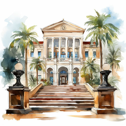 Court illustration in Oil painting style, on a white background