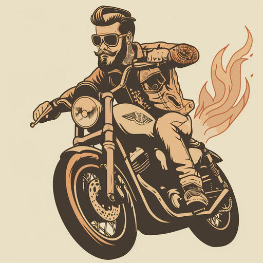 Vintage tattoo sketch of a 1950s biker with classic elements