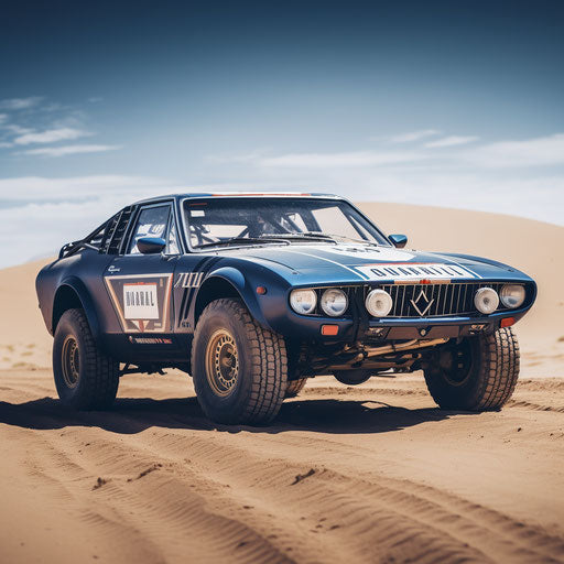 Classic Maserati Ghibli rally version with off-road mods
