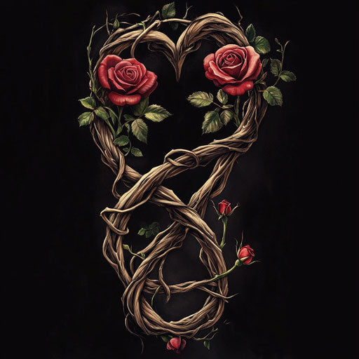 Mother tattoo with intertwined roses and vines
