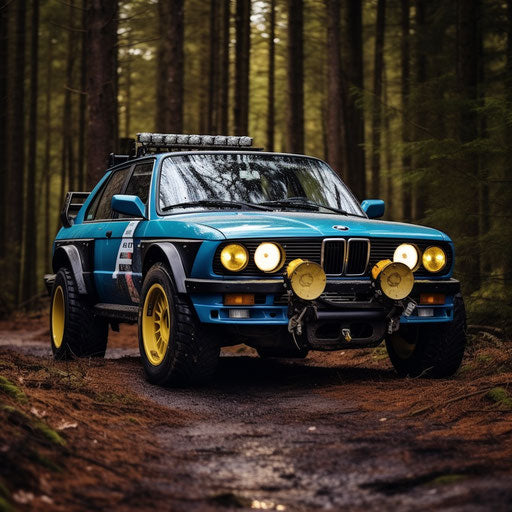 BMW M3 classic rally version with off-road modifications