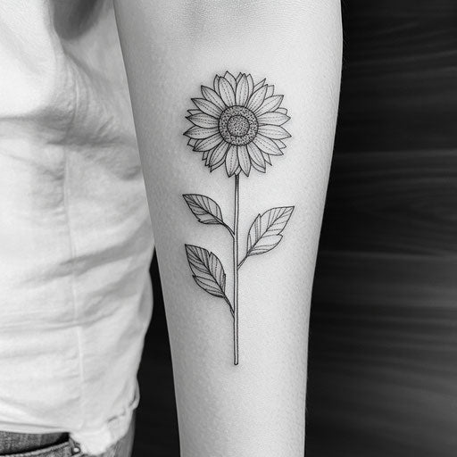 Simple flower tattoos with a minimalist sunflower