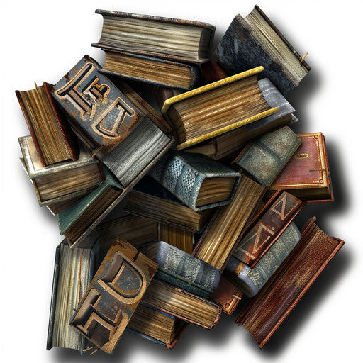 Literacy clipart with random flat background and realistic textures