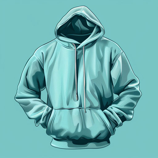 Realistic hoodie with detailed texture on teal background